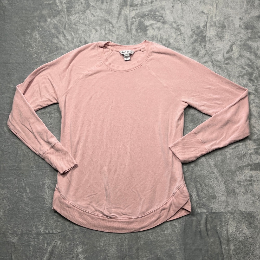 Athleta Mindset Sweatshirt Women Pink Modal Crew Neck Raglan 472751 Size S